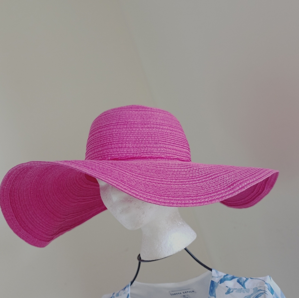NEW Lot of 3 Long Slv Bathing Suit, Beach Bag, Wide Brim Floppy Beach Hat Pink - Picture 10 of 17